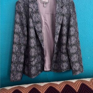 Forever 21 Women's Gray and Rose Gold Patterned Blazer XS